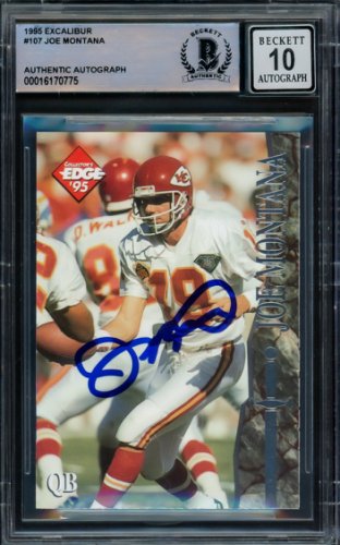 Joe Montana Autographed Signed 1995 Collectors Edge Card #107 Kansas City Chiefs Auto Grade Gem Mint 10 Beckett Beckett 