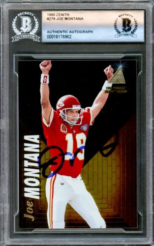Joe Montana Autographed Signed 1995 Zenith Card #Z79 Kansas City Chiefs Beckett Beckett 