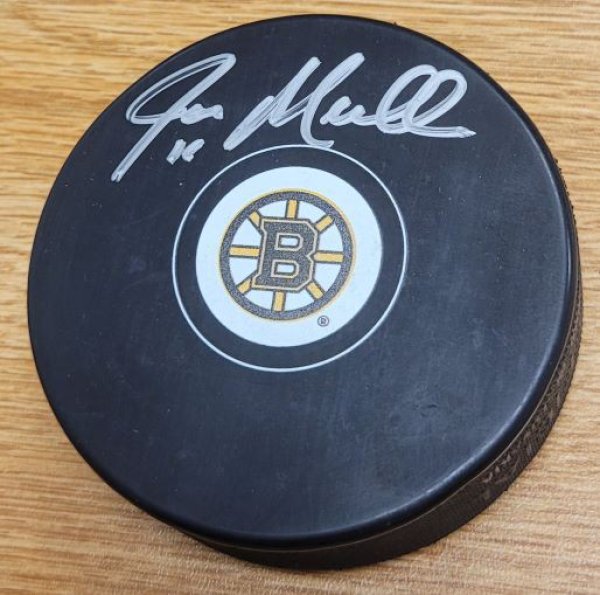 Joe Mullen Autographed Signed HOF Boston Bruins Hockey Puck - Autographs