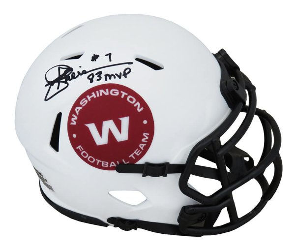 Joe Theismann Autographed Signed Washington Football Team Lunar Eclipse White Matte Riddell Speed Mini Helmet w/83 MVP 
