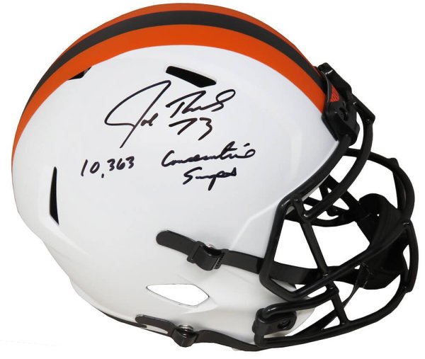 Joe Thomas Autographed Signed Cleveland Browns Lunar Eclipse White Matte Riddell Full Size Speed Replica Helmet w/10,363 Consecutive Snaps 