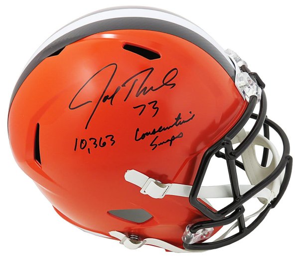 Joe Thomas Autographed Signed Cleveland Browns Riddell Full Size Speed Replica Helmet w/10,363 Consecutive Snaps 