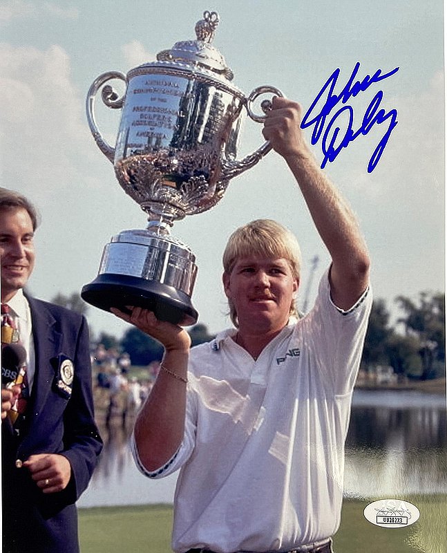John Daly Autographed Signed 1991 PGA Championship Trophy 8x10 Photo - JSA 