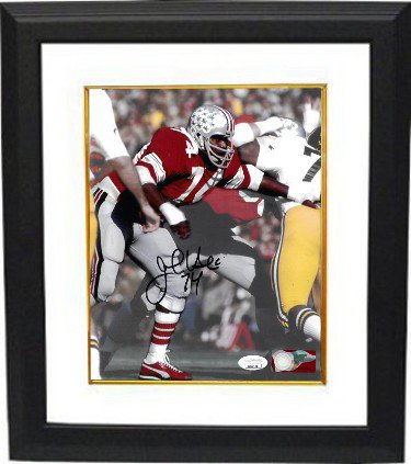 John Hicks Autographed Signed Ohio State Buckeyes NCAA 8X10 Photo Custom Framing #74- JSA (1973 Lombardi/Outland Winner) 