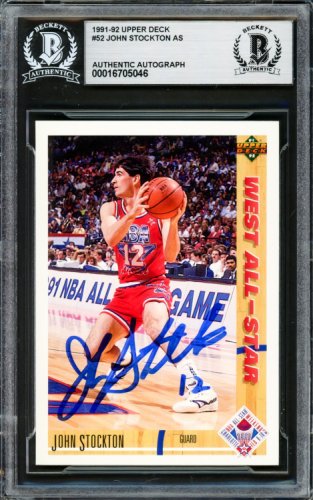 John Stockton Autographed 1991-92 UDA Card #52 Utah Jazz Beckett Beckett