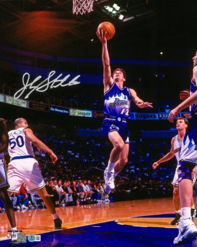 John Stockton Autographed Signed 16X20 Photo Utah Jazz Beckett Beckett Witness #224365 