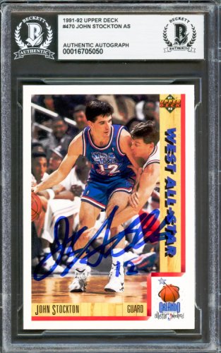 John Stockton Autographed Signed 1991-92 UDA Card #470 Utah Jazz Beckett Beckett 