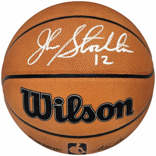 John Stockton Autographed Signed Official Game Ball Genuine Leather Basketball Utah Jazz Beckett Beckett Witness #224368 