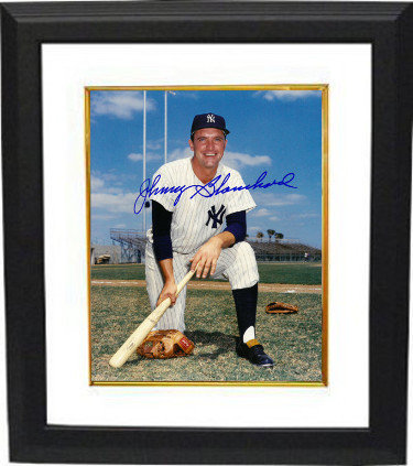 Johnny Blanchard Autographed Signed New York Yankees 8x10 Photo Custom Framing (on knee - deceased) 
