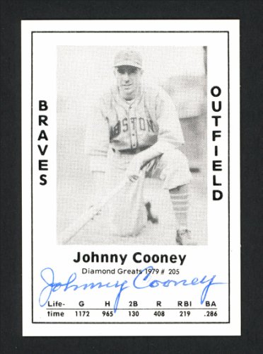 Johnny Cooney Autographed Signed 1979 Diamond Greats Card #205 Boston Braves #166300 