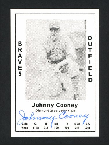 Johnny Cooney Autographed Signed 1979 Diamond Greats Card #205 Boston Braves #166301 