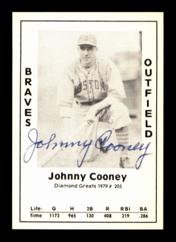 Johnny Cooney Autographed Signed 1979 Diamond Greats Card #205 Boston Braves #188818 