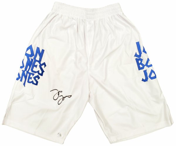 Jon Bones Jones Autographed Signed White Boxing Trunks Beckett Beckett Qr #200323 