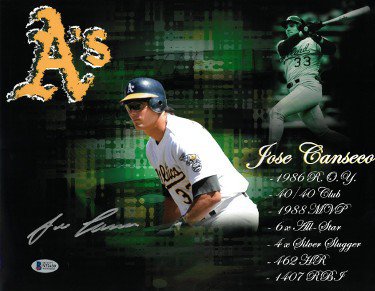 Jose Canseco Autographed Signed Oakland A's 11x14 Photo Collage- Beckett-BAS Witnessed Hologram 