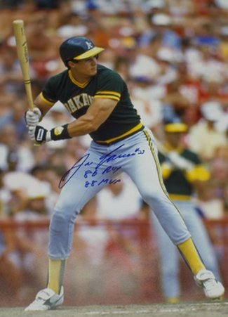 Jose Canseco Autographed Signed Oakland A's 16x20 Photo dual 86 ROY & 88 MVP 