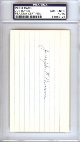 Joseph "Joe" Burns Autographed 3X5 Index Card Boston Braves PSA/DNA