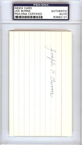 Joseph "Joe" Burns Autographed 3X5 Index Card Boston Braves PSA/DNA