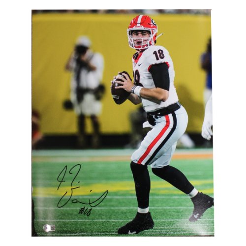 JT Daniels Autographed 16x20 Dropback in White Jersey Photo - Beckett Authentic