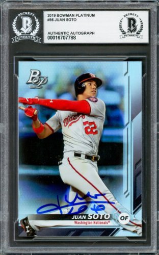 Juan Soto Autographed Signed 2019 Bowman Platinum Card #56 New York Mets Beckett Beckett 