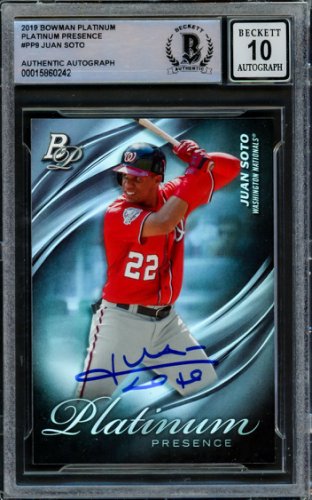 Juan Soto Autographed Signed 2019 Bowman Platinum Presence Card #Pp-9 New York Mets Auto Grade Gem Mint 10 Beckett Beckett 