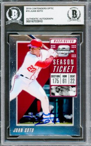 Juan Soto Autographed Signed 2019 Contenders Optic Card #15 New York Mets Beckett Beckett 