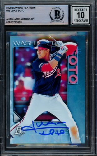 Juan Soto Autographed Signed 2020 Bowman Platinum Card #83 New York Mets Auto Grade Gem Mint 10 Beckett Beckett 