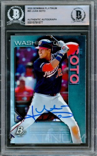 Juan Soto Autographed Signed 2020 Bowman Platinum Card #83 New York Mets Beckett Beckett 