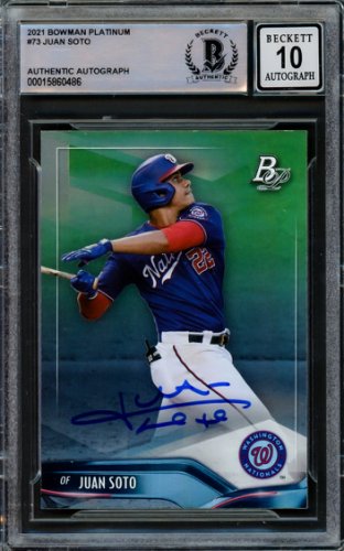 Juan Soto Autographed Signed 2021 Bowman Platinum Card #73 New York Mets Auto Grade Gem Mint 10 Beckett Beckett 
