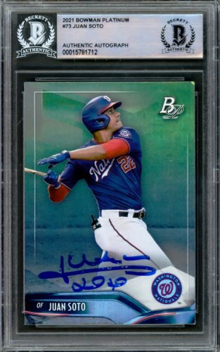 Juan Soto Autographed Signed 2021 Bowman Platinum Card #73 New York Mets Beckett Beckett 