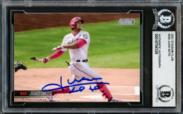 Juan Soto Autographed Signed 2021 Stadium Club Card #220 New York Mets Beckett Beckett 