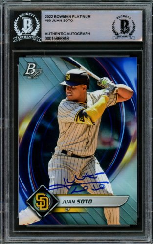 Juan Soto Autographed Signed 2022 Bowman Platinum Card #60 New York Mets Beckett Beckett 