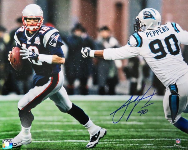 Julius Peppers Autographed Signed Carolina Panthers Chasing Tom Brady 16x20 Photo 