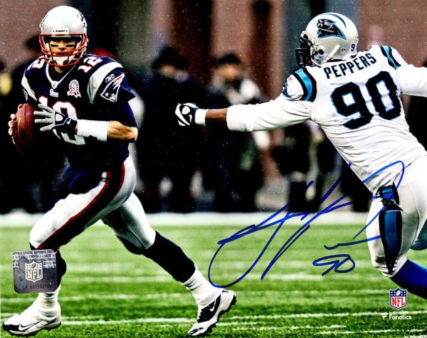 Julius Peppers Autographed Signed Carolina Panthers Chasing Tom Brady 8x10 Photo 
