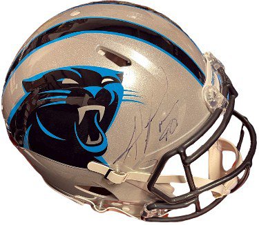 Julius Peppers Autographed Signed Carolina Panthers Official Riddell Full Size NFL Proline Helmet #90- Beckett Review (Light sig) 