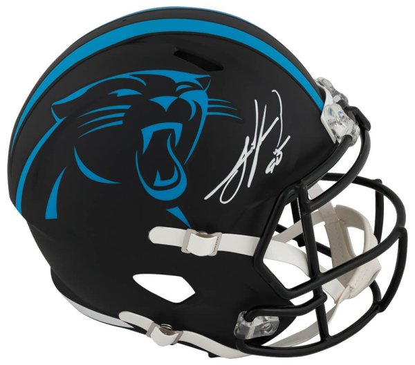 Julius Peppers Signed Carolina Panthers Black 2022 Alternate Riddell Full Size Speed Replica Helmet 