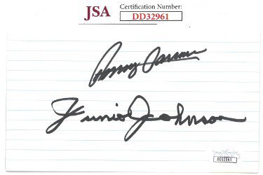Junior Johnson & Benny Parsons dual Autographed Signed NASCAR 3x5 Index Card- JSA Hologram #DD32961 