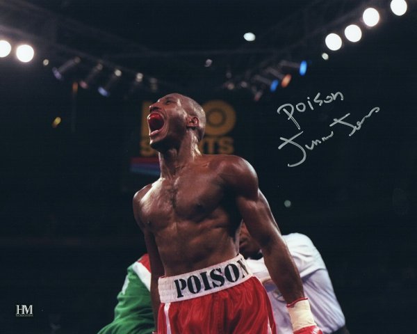 Junior Jones Signed Boxing Screaming Celebration 8x10 Photo w/Poison