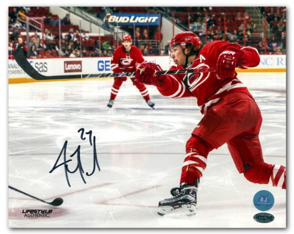 Justin Faulk Carolina Hurricanes Autographed Signed Slap Shot 8x10 Photo