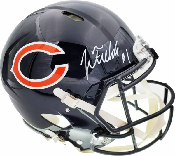 Justin Fields Autographed Signed Chicago Bears Blue Full Size Authentic Speed Helmet Beckett Beckett Qr #194774 