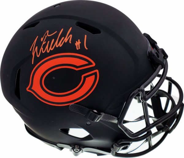 Justin Fields Autographed Signed Chicago Bears Eclipse Black Full Size Authentic Speed Helmet Beckett Beckett Qr #194775 
