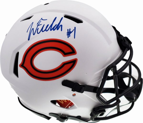 Justin Fields Autographed Signed Chicago Bears Lunar Eclipse White Full Size Authentic Speed Helmet Beckett Beckett Qr #194773 