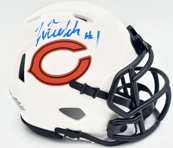 Justin Fields Autographed Signed Chicago Bears Lunar Eclipse White Speed Mini Helmet Beckett Beckett Qr #Wl62749 