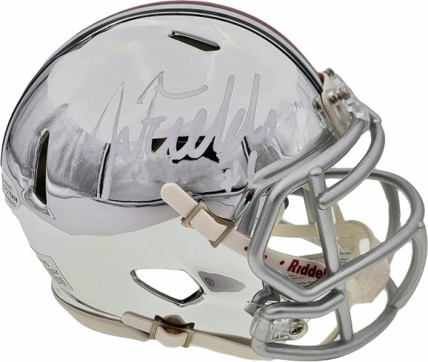 Justin Fields Autographed Signed Ohio State Buckeyes Chrome Silver Speed Mini Helmet Beckett Beckett 