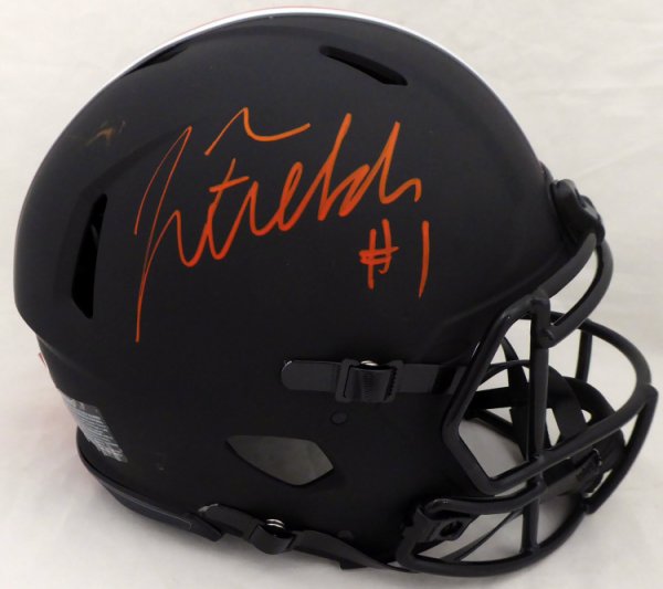 Justin Fields Autographed Signed Ohio State Buckeyes Eclipse Black Authentic Speed Full Size Helmet Beckett Beckett 