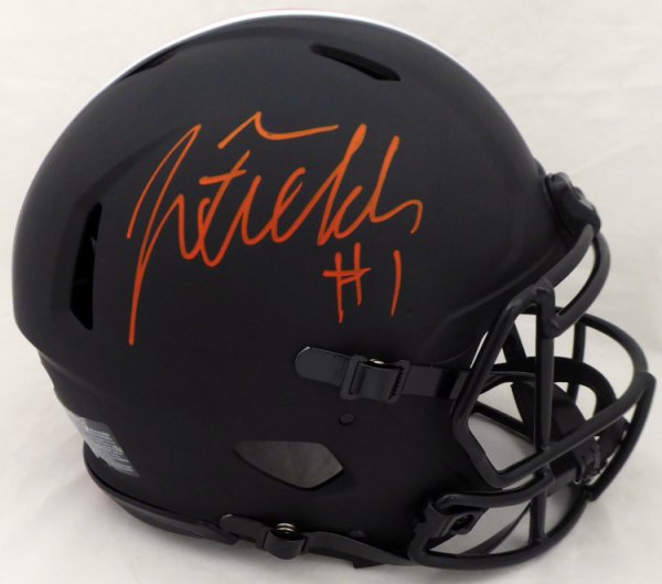 Justin Fields Autographed Signed Ohio State Buckeyes Eclipse Black Authentic Speed Full Size Helmet Beckett Beckett 