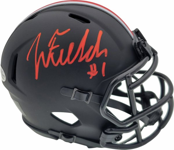 Justin Fields Autographed Signed Ohio State Buckeyes Eclipse Black Speed Mini Helmet Beckett Beckett 