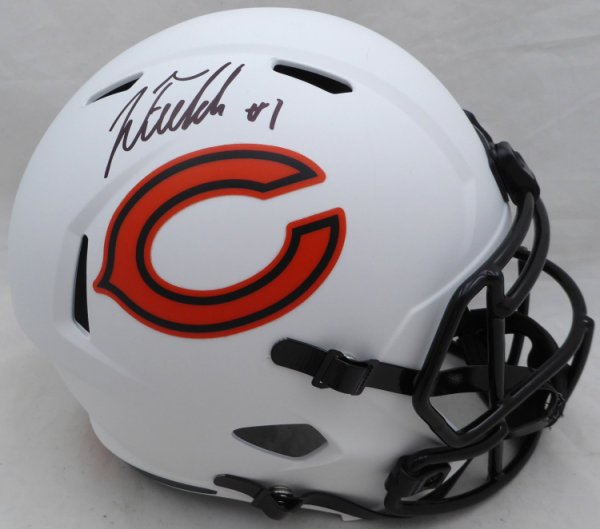 Justin Fields Autographed Signed White Lunar Eclipse Full Size Speed Replica Helmet Chicago Bears Beckett Beckett Qr #W995779 