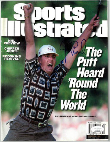 Justin Leonard Autographed Signed Sports Illustrated Full Magazine 10/4/1999- JSA #EE63268 (No Label/Ryder Cup) 