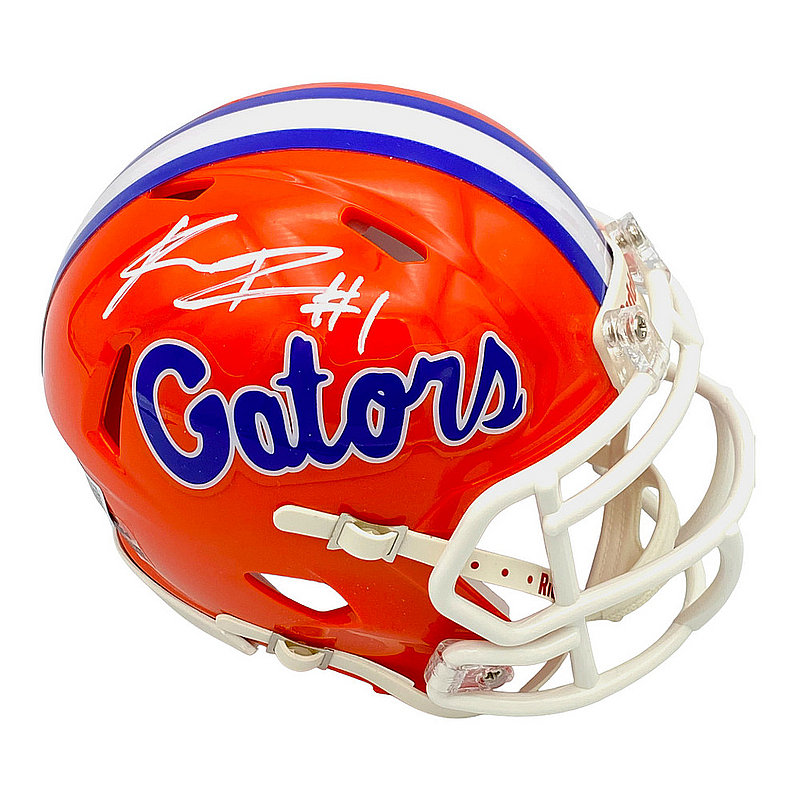Kadarius Toney Autographed Florida Gators Riddell Speed Orange Mini Helmet Signed in White - Beckett Authentic 