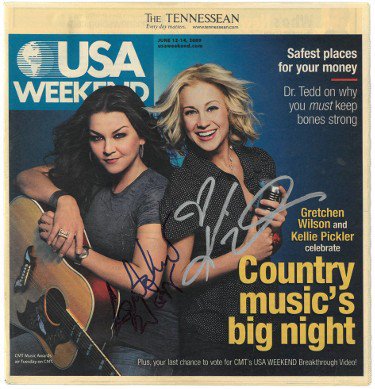 Kellie Pickler & Gretchen Wilson dual Autographed Signed USA Weekend Full Magazine June 12-14, 2009- JSA Hologram #EE61384 